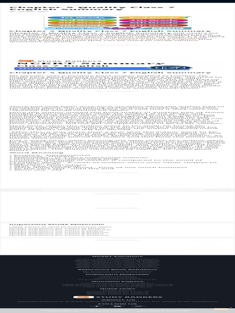 Class 7 English Summary In Hindi