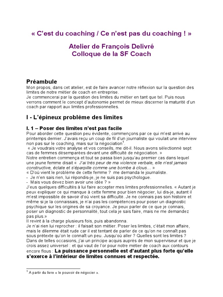 Limites Professionnelles en Coaching | PDF | Développement personnel