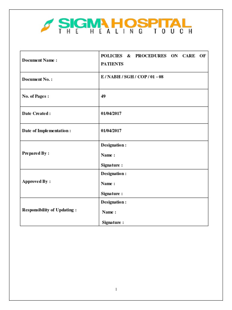 Patient Care Policies and Procedures | PDF