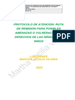 Protocolo de Atención y Ruta de Remisión para Posibles Amenazas o Vulneración de Derechos de Las Niñas y Los Niños 2023 Martha Cecilia Viloria