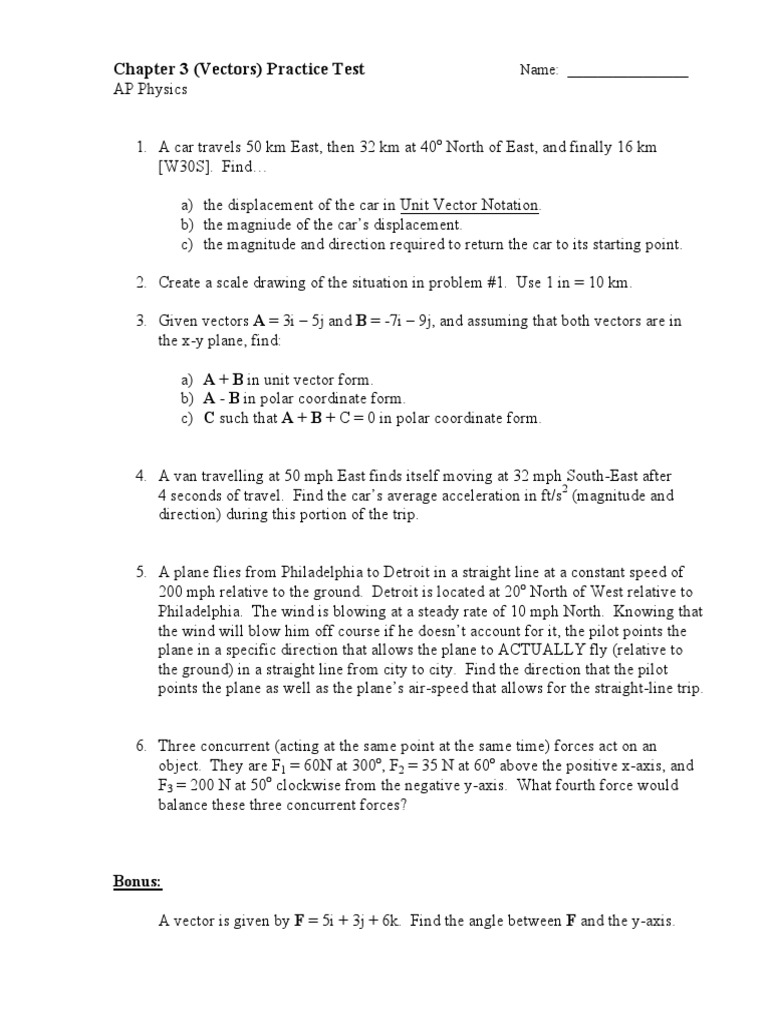 AP Physics Vectors Practice Test | PDF | Teaching Methods & Materials