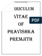 CV of Pravishka Premjith 2022