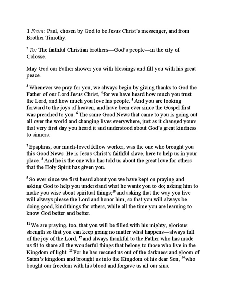 Colossians TLB | PDF