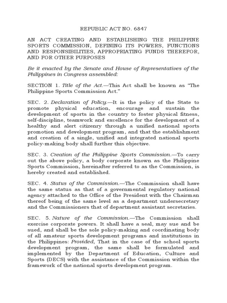 Republic Act 6847 | PDF