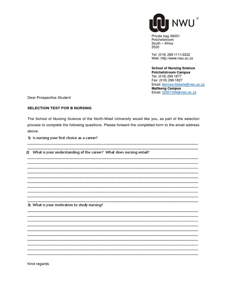 Nursing Selection Test Instructions | PDF