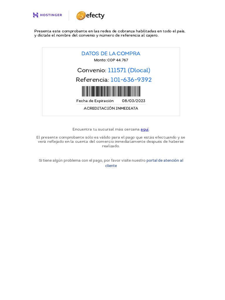 Comprobante de Pago Inmediato | PDF