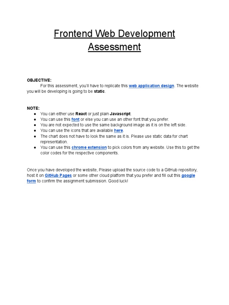 Frontend Web Development Assessment Guide | PDF | Career & Growth ...