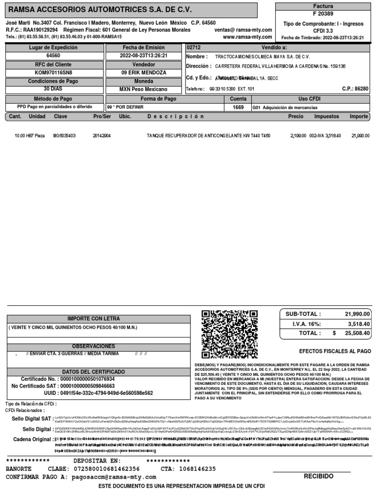 Deposito Ramsa | PDF | Pagos