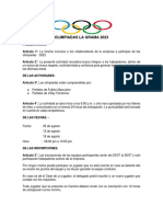 Bases de Las Olimpiadas 2023 Fulbito y Voley