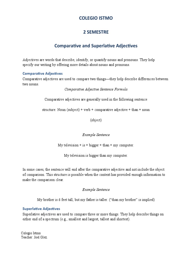 Comparative and Superlative Adjectives Guide | PDF | Adjective | Noun