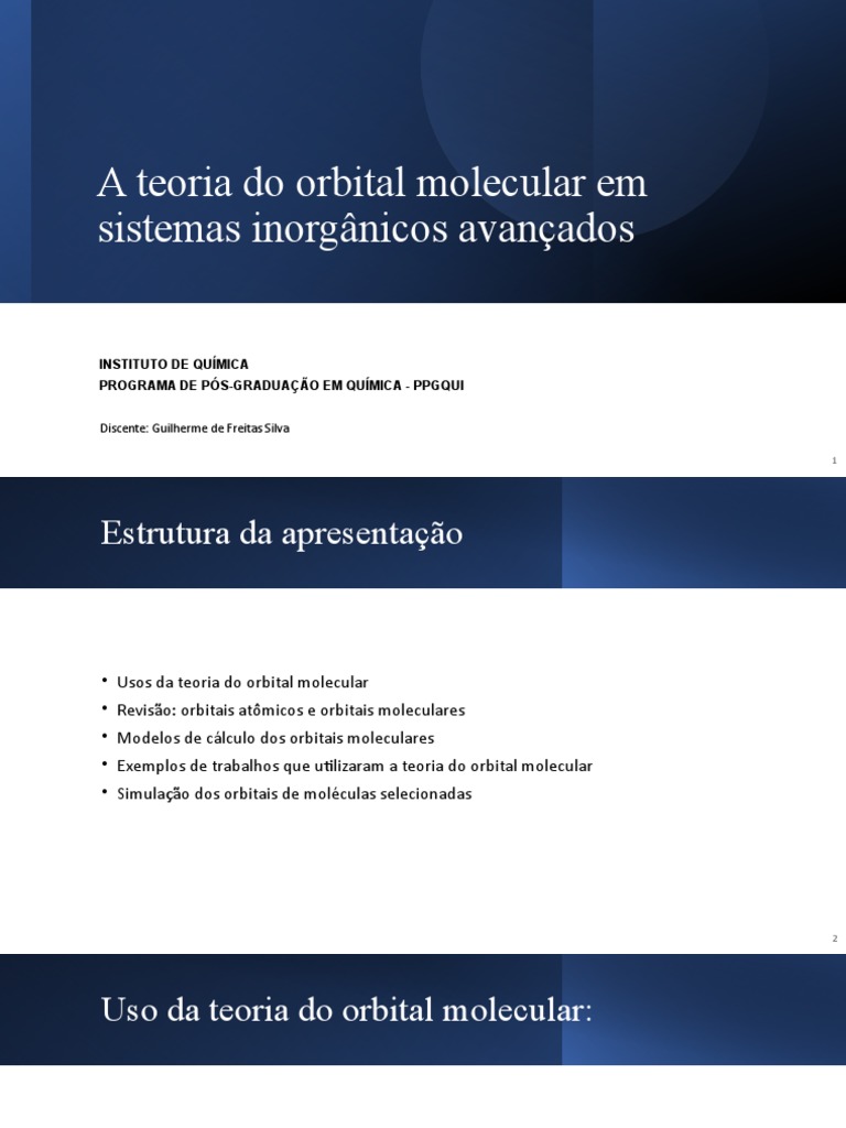 A teoria do orbital molecular em sistemas inorg nicos pdf