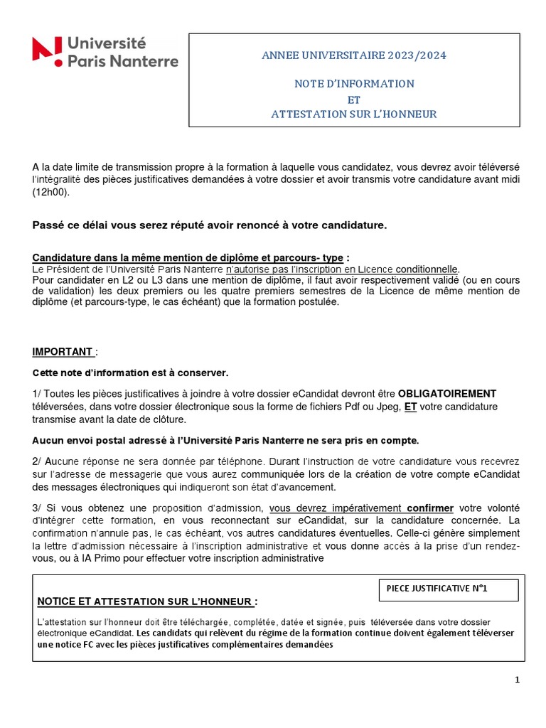 Inscription Université Paris Nanterre 2023/2024 PDF Micro — free download