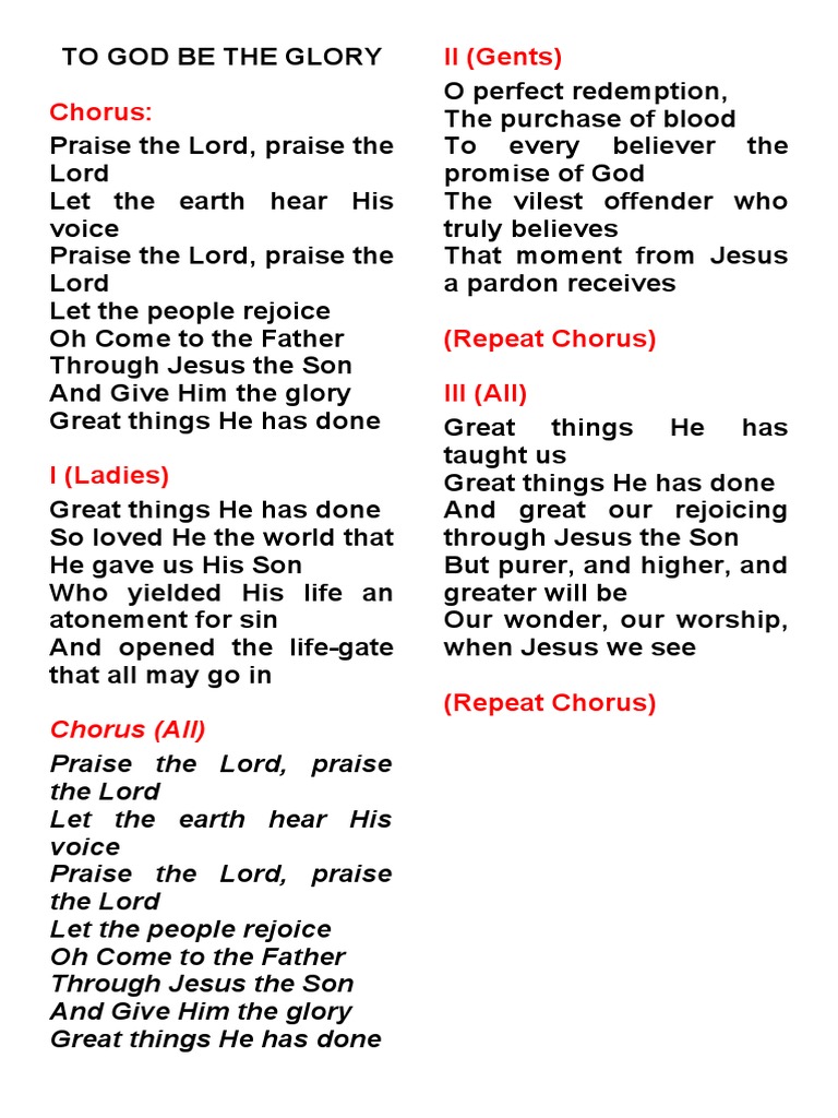 To God Be The Glory | PDF