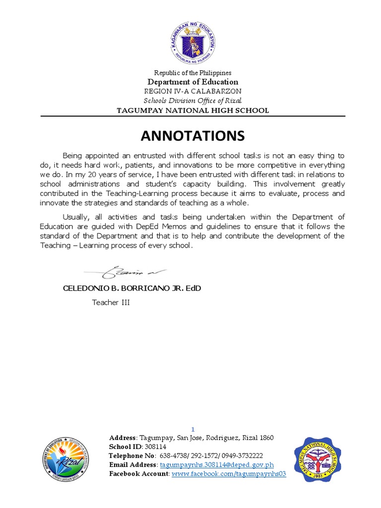 Sample Annotation for Objective 15 | PDF