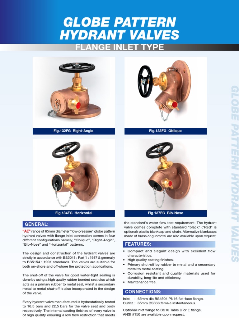 Globe Pattern Hydrant Valve Overview | PDF | Technology & Engineering