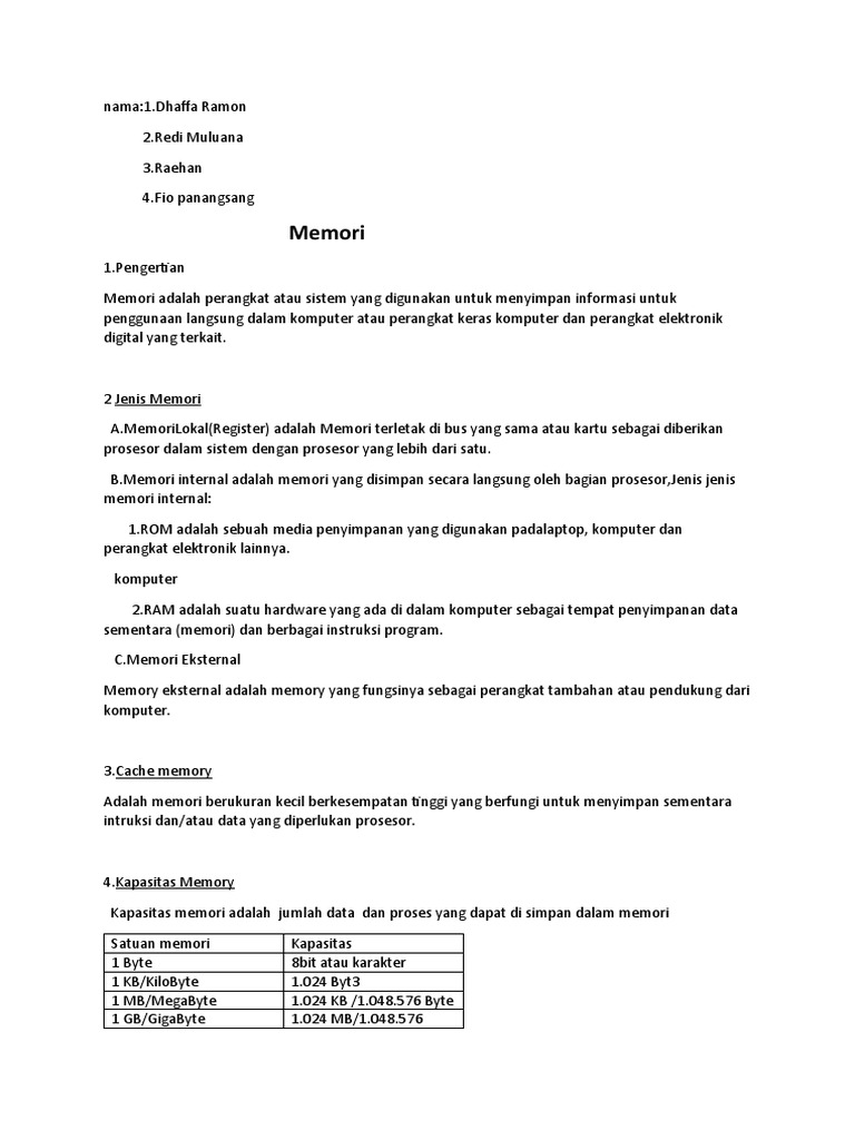 Jenis dan Kapasitas Memori Komputer | PDF | Komputer