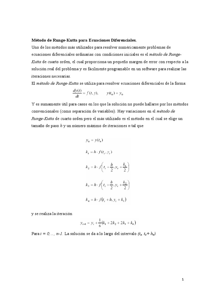 MÉTODO DE RUNGEKUTTA 4to Orden PDF
