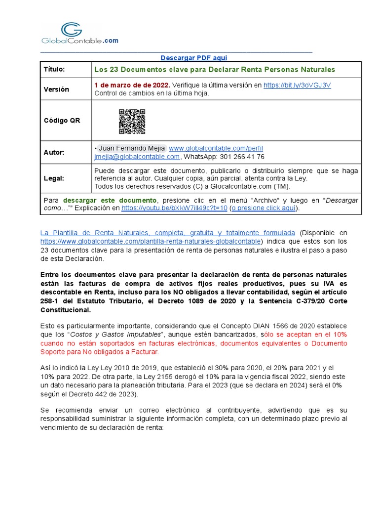 Documentos Clave para Declarar Renta 2022 | PDF | Contabilidad ...