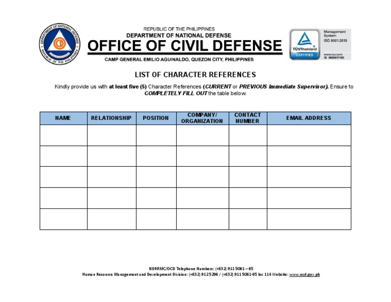 Character Reference Submission Guide | PDF