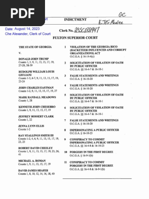 Trump Indictment Georgia 081423