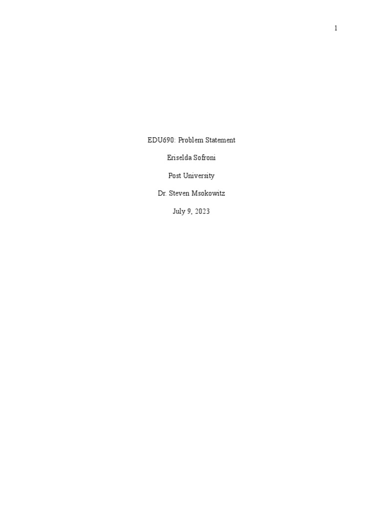 Edu690 Problem Statement Unit 2 | PDF | Project Based Learning ...