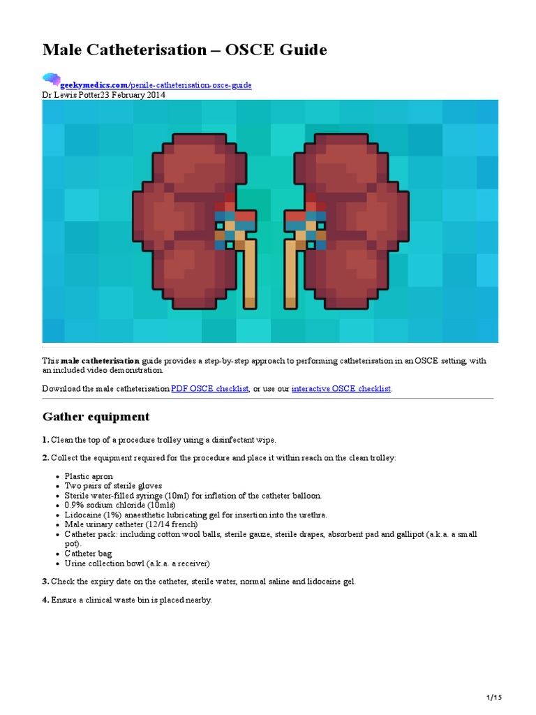Male Catheterisation OSCE Guide PDF Catheter Medical Specialties
