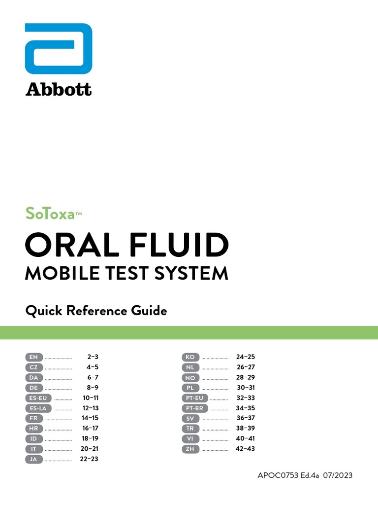 SoToxa Oral Fluid Mobile Test System Quick Reference Guide PDF