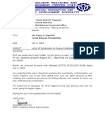 Letter of Explanation On Delayed Billing