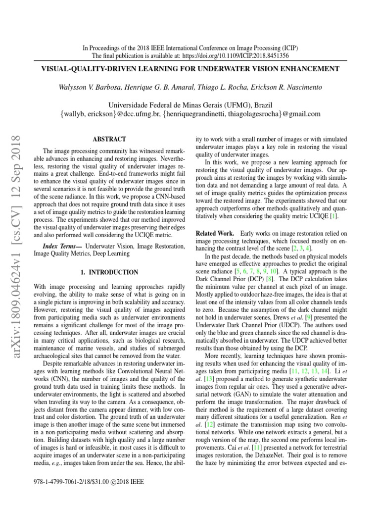 Underwater Image Enhancement | PDF