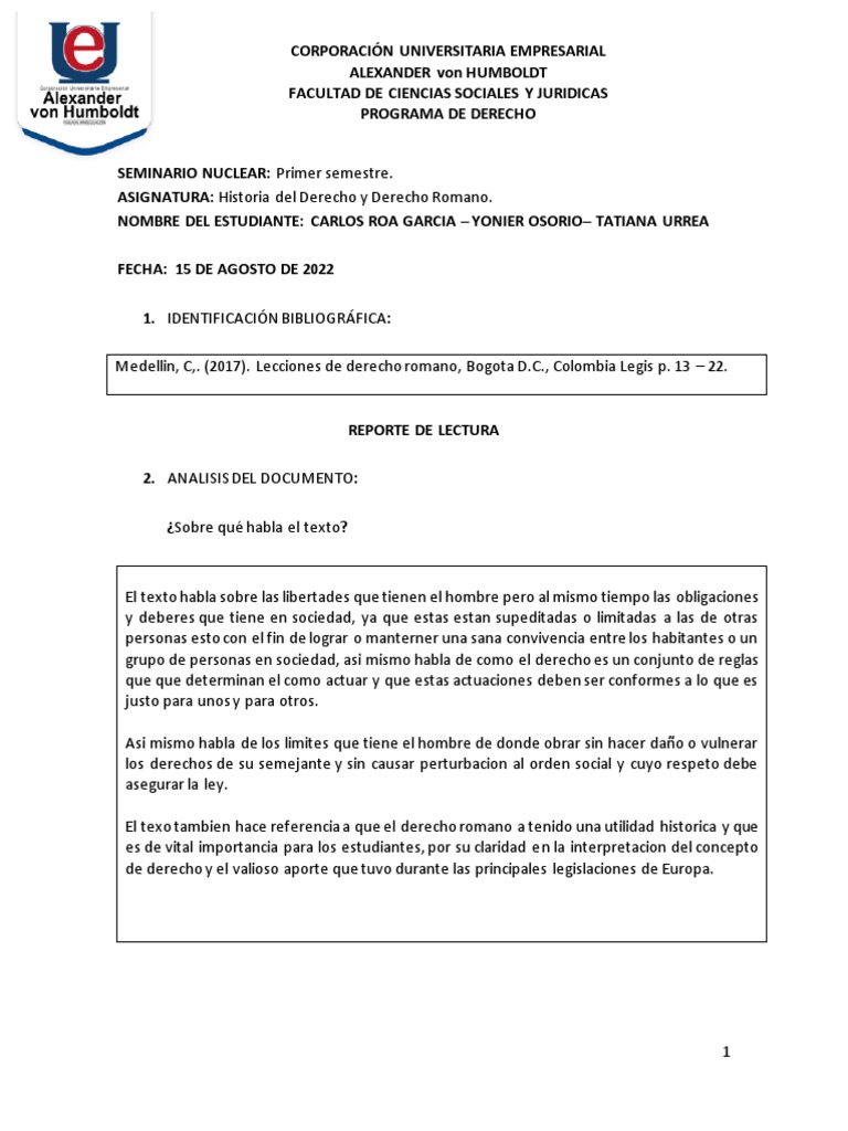 Informe de lectura tratado elemental dr 15 ago 22 pdf libertad