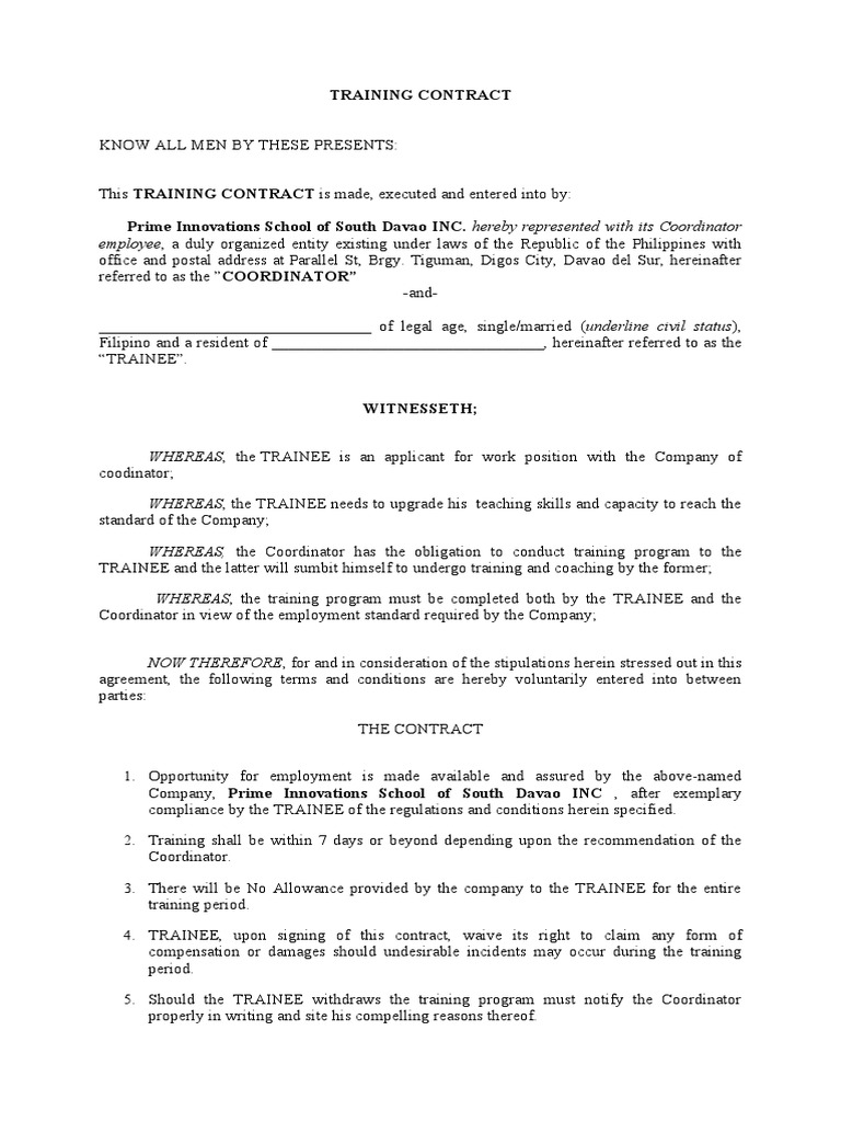 Training Contract | PDF | Employment | Government