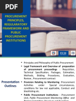 Public Procurement Principles, Regulatory Framework and Public Procurement Institutions