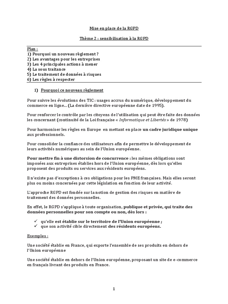 Sensibilisation à la RGPD pour entreprises | PDF