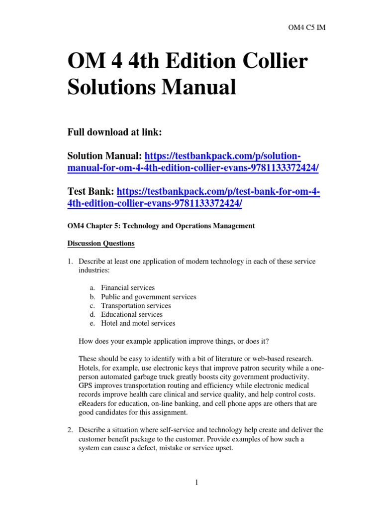 OM4 C5 Solutions Manual Overview | PDF | Technology & Engineering