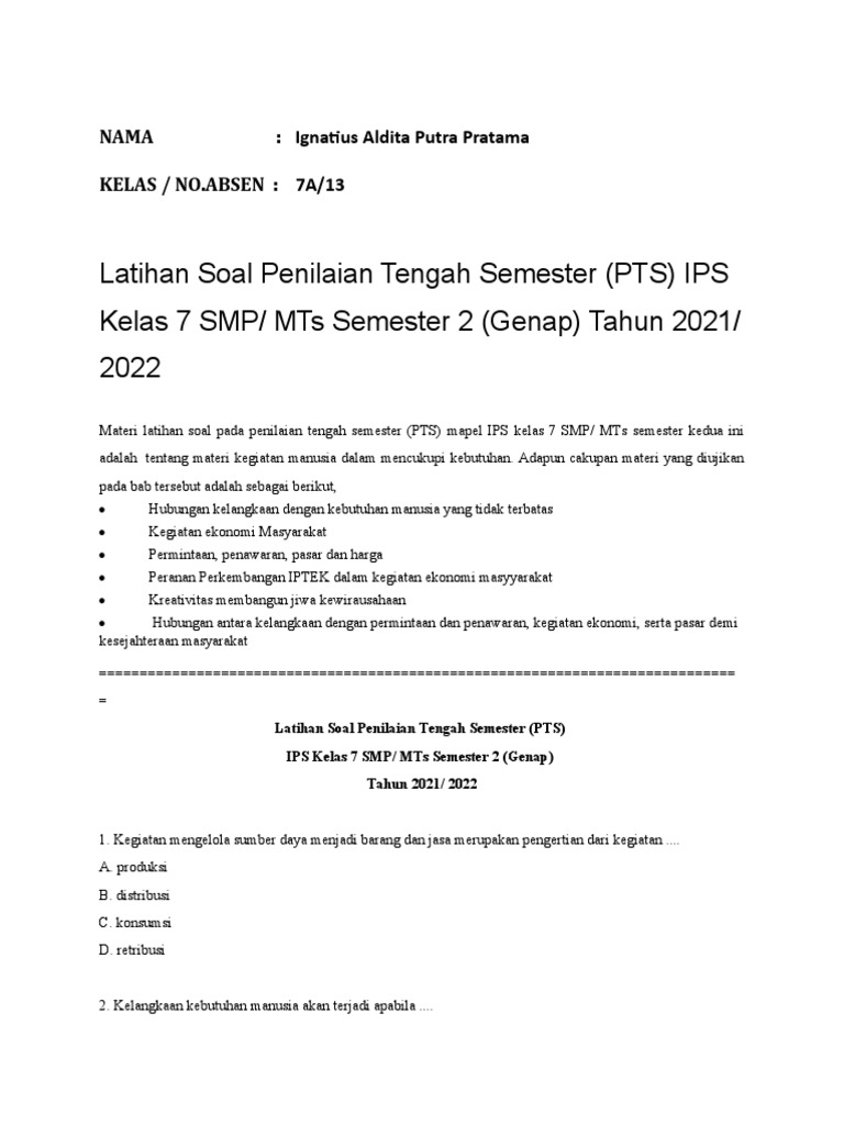 1 2 1 lat soal bab 3 kls 7 smt 2 50 sis pdf