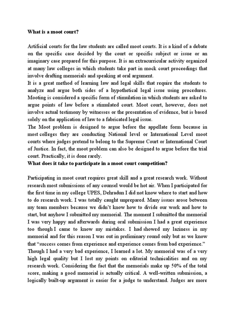 Lecture 3 Guidelines For Preparation Of Moot Court Competition Pdf