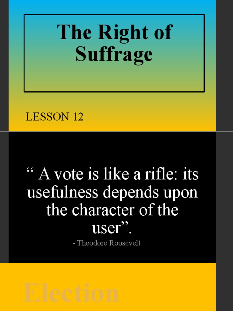 The Right Of Suffrage Pdf Elections Voting