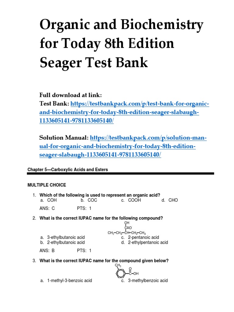Carboxylic Acids & Esters MCQs Guide | PDF | Ester | Acid