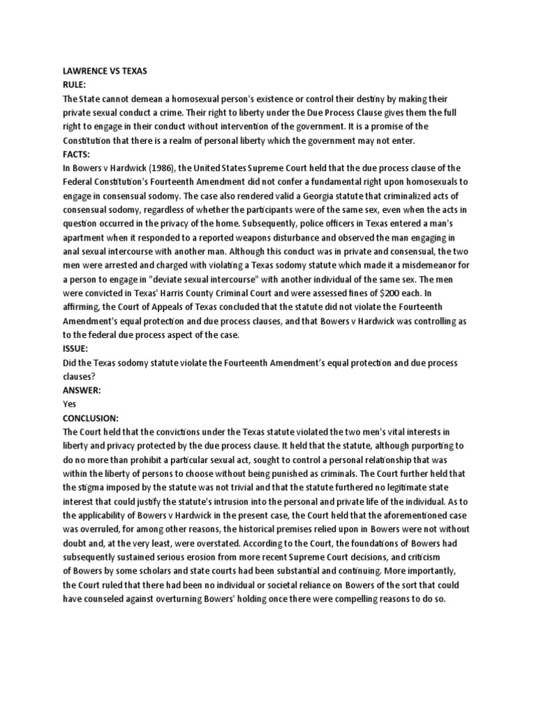 Lawrence VS Texas PDF