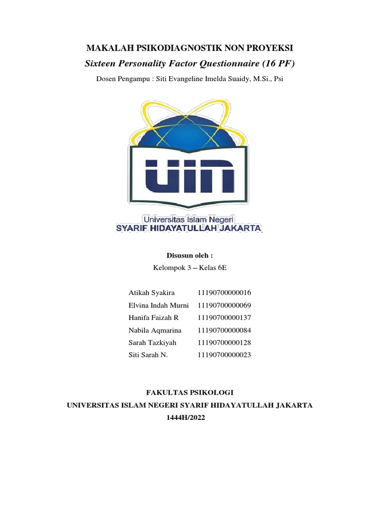 Sixteen Personality Factor Questionnaire Pdf
