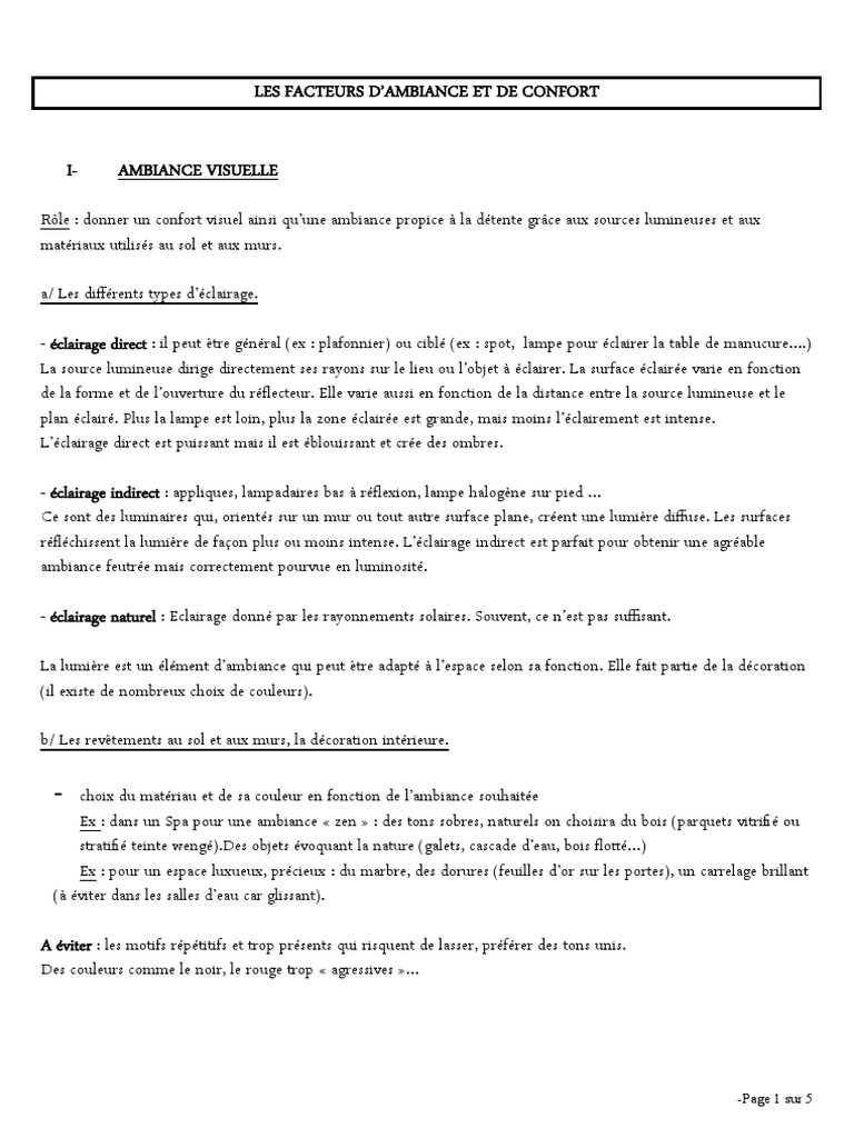 Facteurs D'ambiances Et de Confort Nouveau CAP | PDF