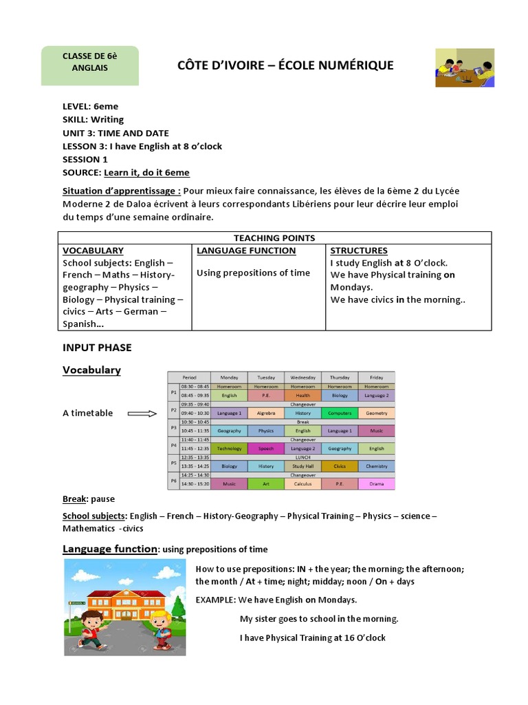Unité 3 Leçon 3 6e Pdf