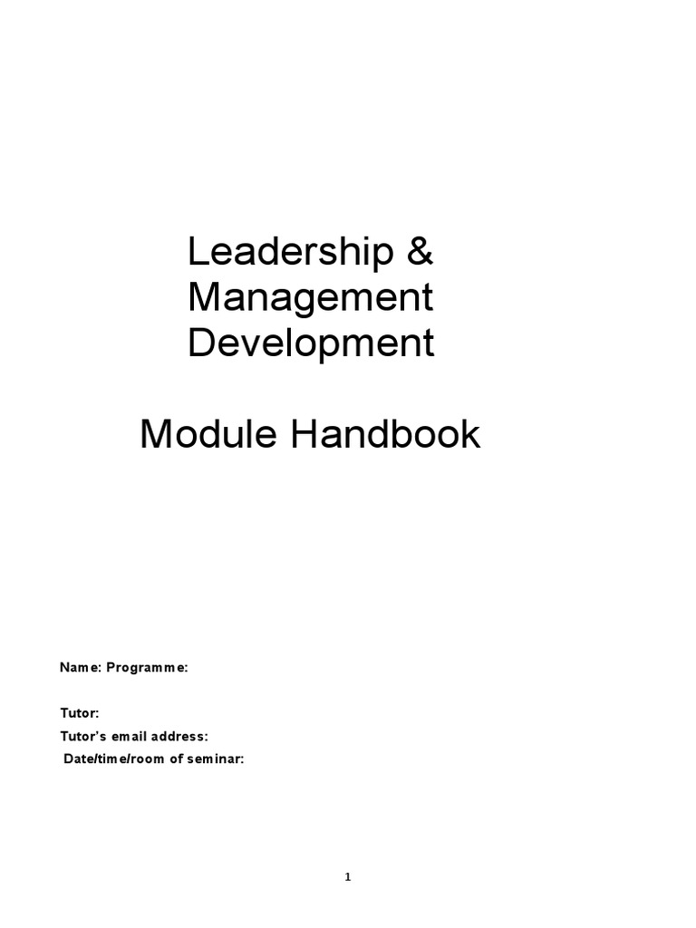 Leadership & Management Module Guide | PDF | Career & Growth | Social ...