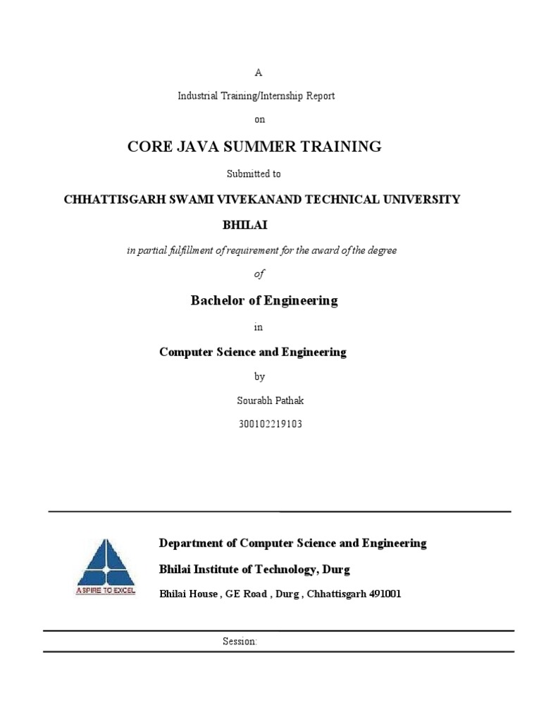 Updated Industrial Training Report Format PDF