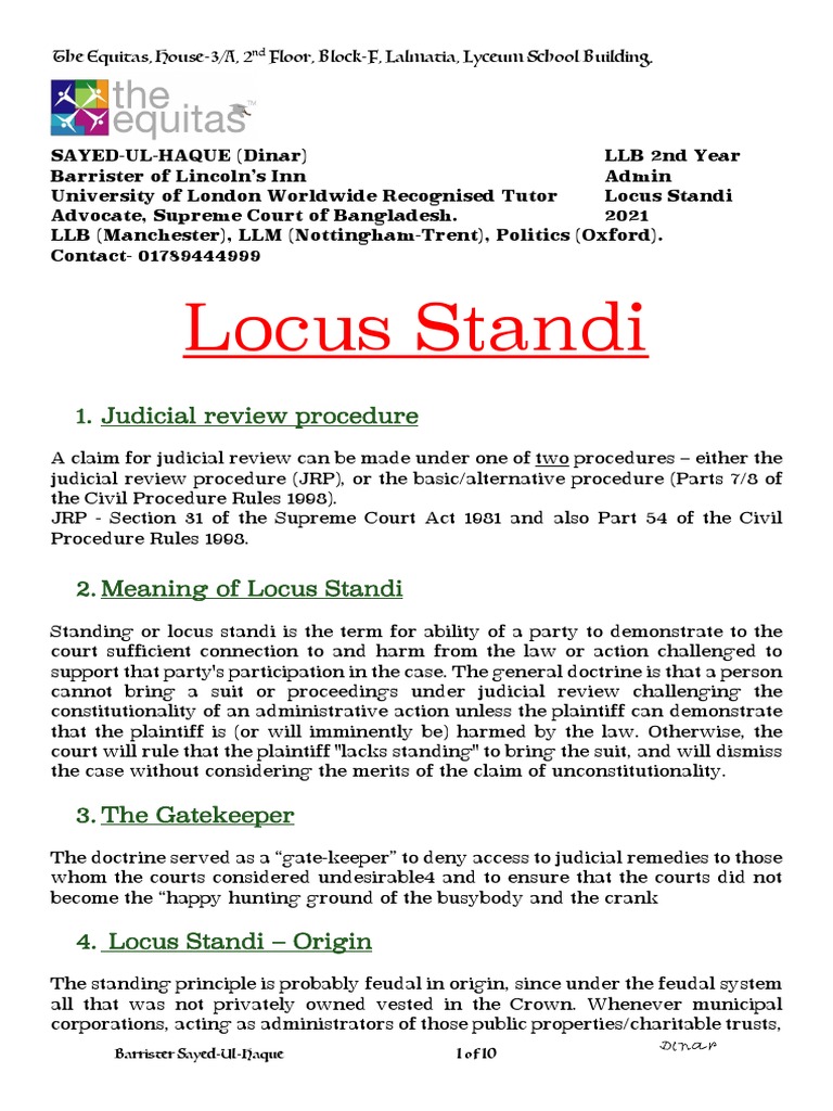 Locus Standi HANDOUT 1 20211 | PDF