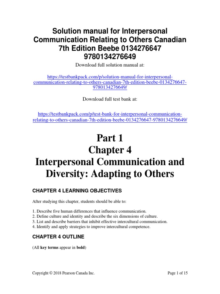 Interpersonal Communication Relating To Others Canadian 7th Edition ...