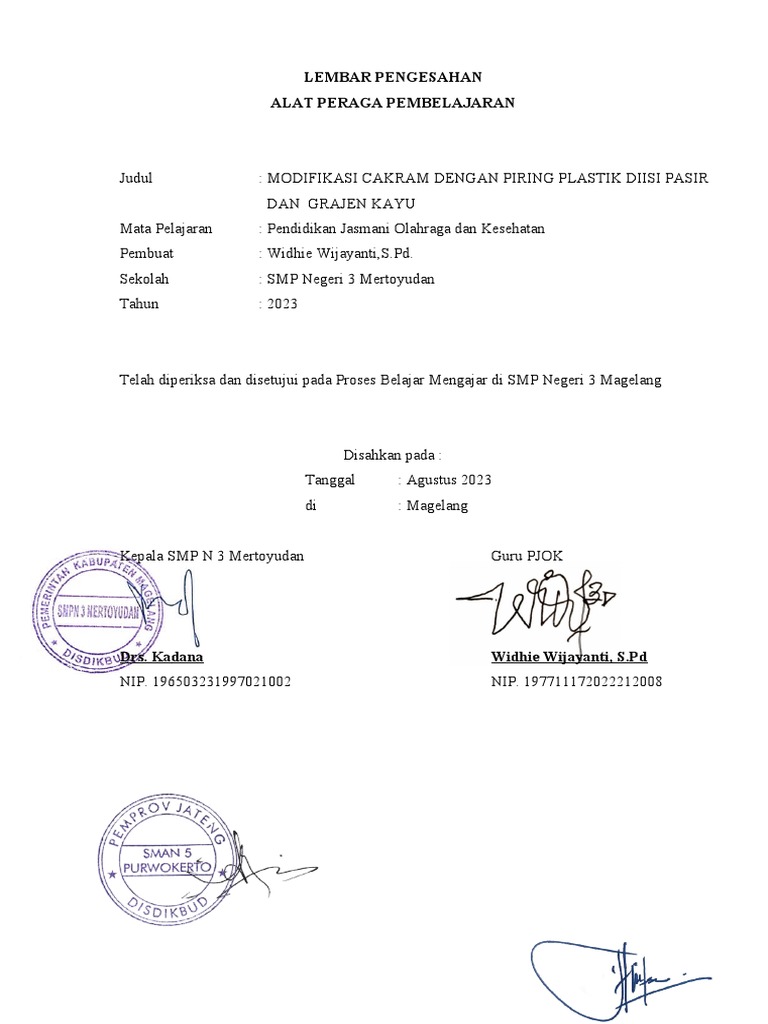 MODIFIKASI CAKRAM DENGAN PIRING PLASTIK DIISI PASIR DAN GRAJEN KAYU | PDF