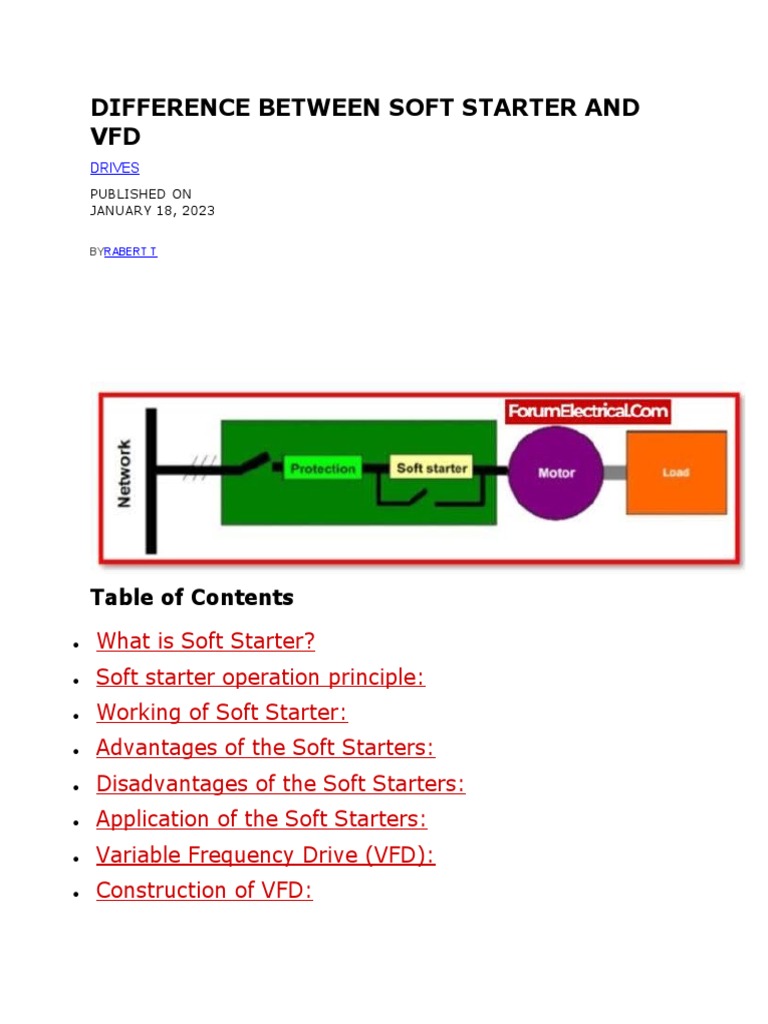 Difference Between Soft Starter and VFD PDF