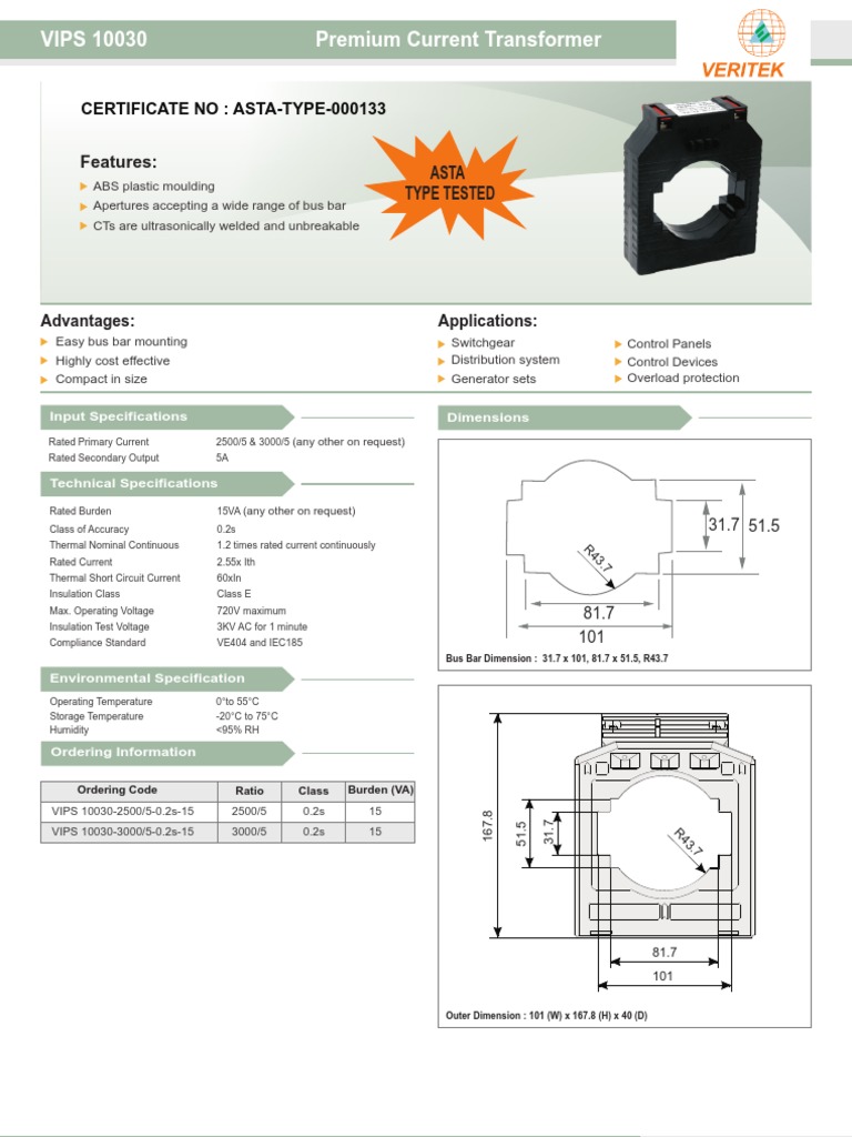 Current Transformer Specs | PDF