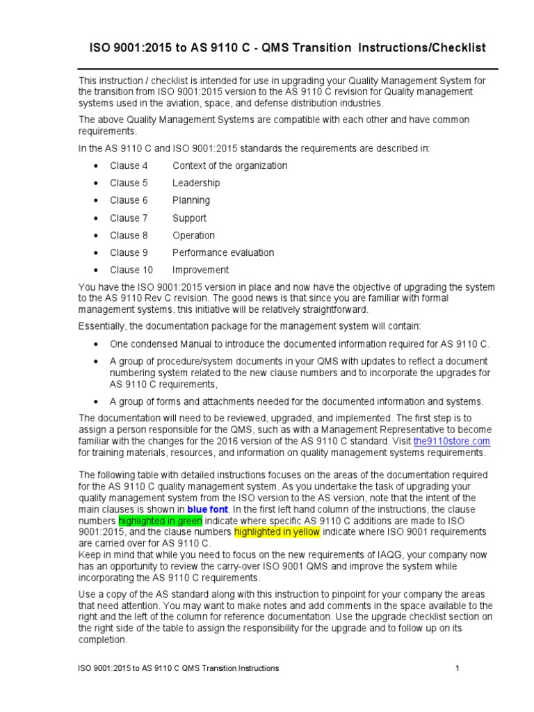 As9110c 9001 All in One Sample | PDF